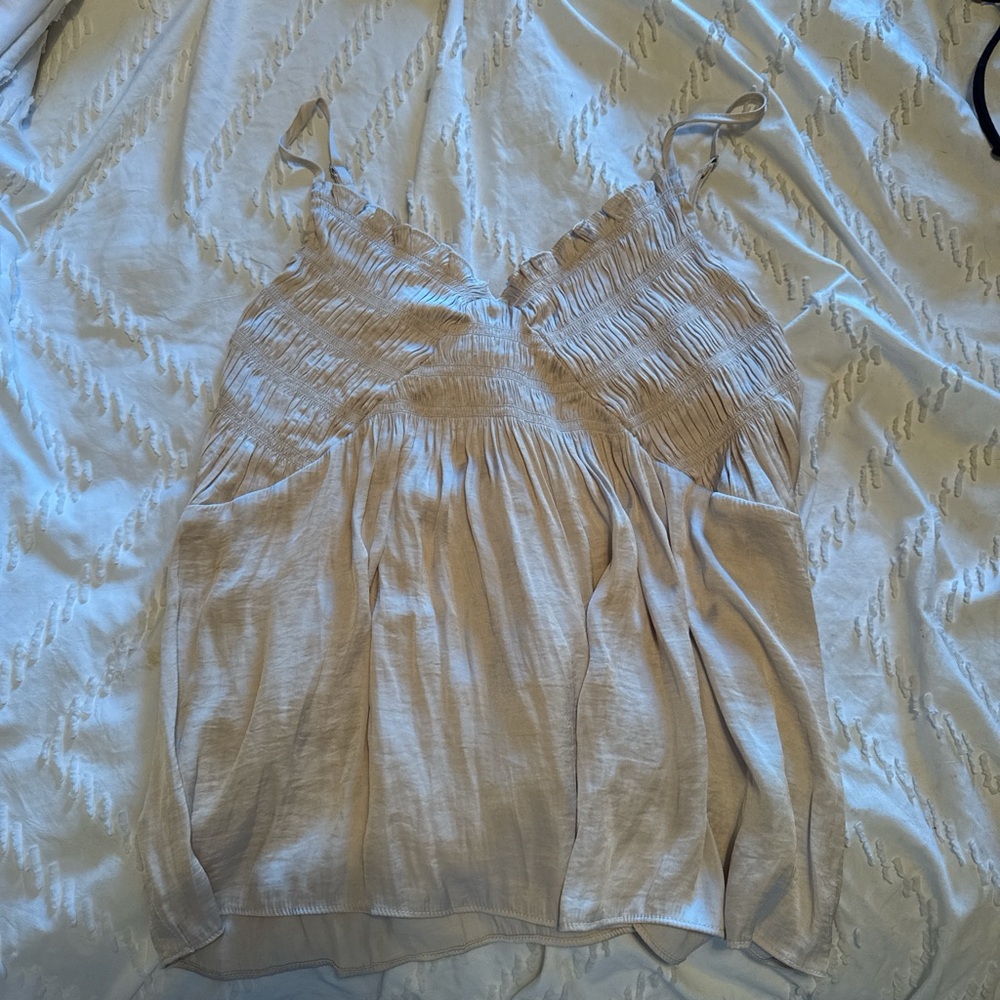 Light Beige Smocked Cami Top - Women